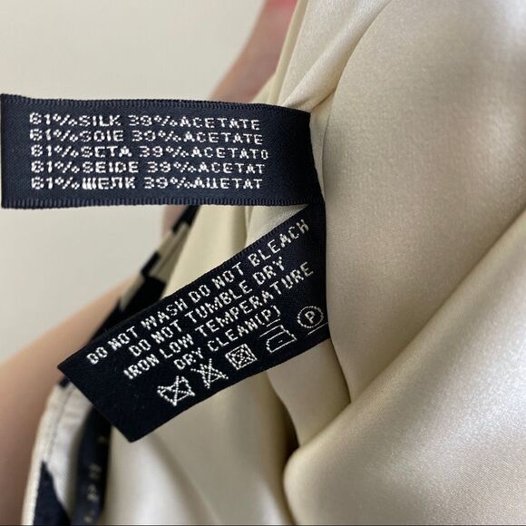 Ralph Lauren Black Ivory Pencil Silk Skirt Size 2 - Picture 8 of 8
